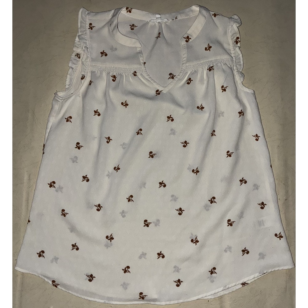 Maurices Ivory Sleeveless V-Neck Top Blouse with Ruffle Flutter Sleeves Medium